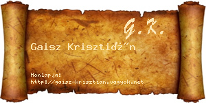 Gaisz Krisztián névjegykártya